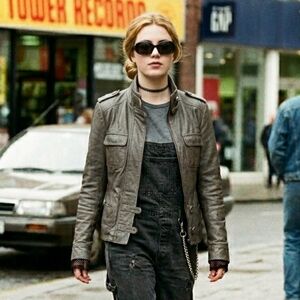 Danier XS Vintage 90s Contemporary Edgy Military Moto Grey Soft Leather Jacket